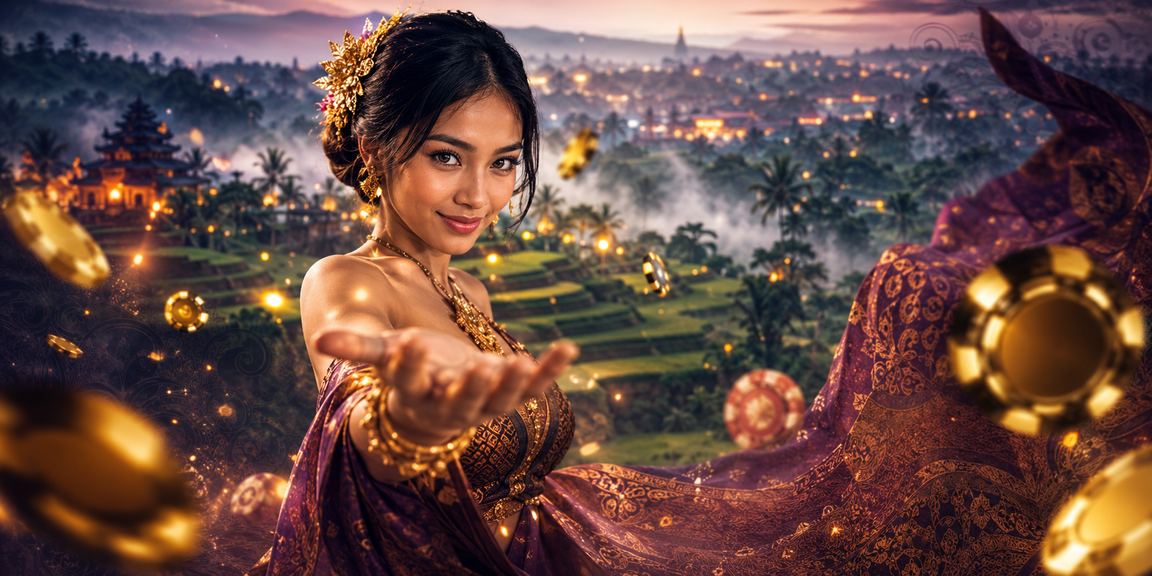Pengguna mengakses aplikasi kasino online di festival malam yang ramai